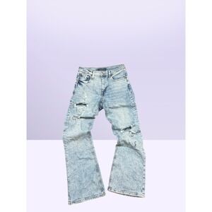 Aeropostale High Rise Flare Jeans Light Wash Distressed Ripped Denim 4R